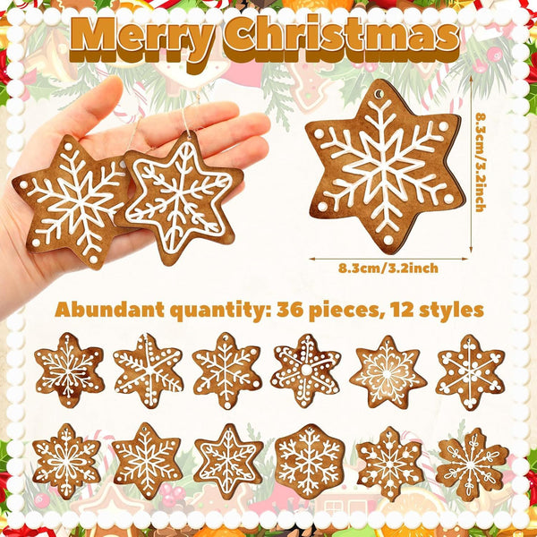 Poppy Crafts Wooden Ornaments Set - Christmas Collection - Perfect Snowflakes