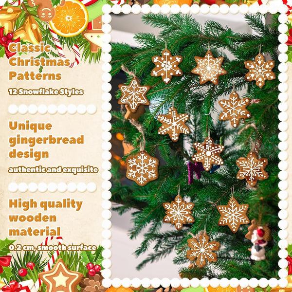 Poppy Crafts Wooden Ornaments Set - Christmas Collection - Perfect Snowflakes