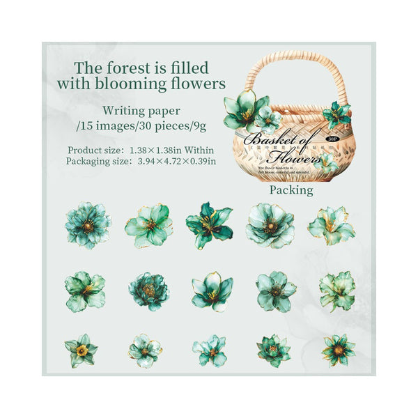 Poppy Crafts Basket of Flowers Writing Paper Stickers - The Forest