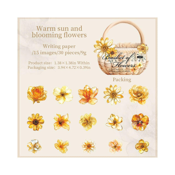 Poppy Crafts Basket of Flowers Writing Paper Stickers - Warm Sun
