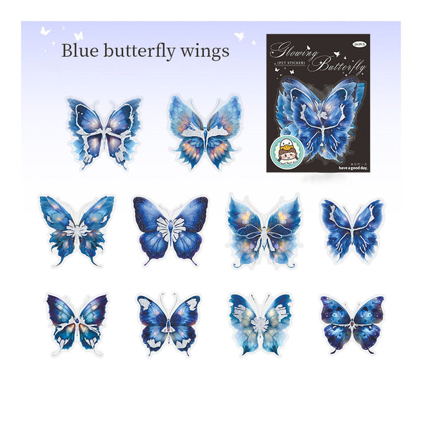 Poppy Glowing Butterfly PET Stickers - Blue Butterfly Wings