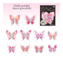 Poppy Glowing Butterfly PET Stickers - Fluffy Powder Dance Gracefully