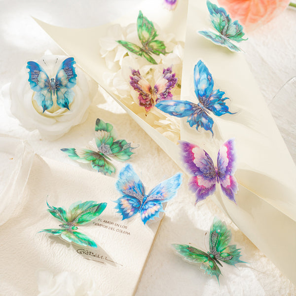 Poppy Glowing Butterfly PET Stickers - Flame Infused Butterfly Shadow