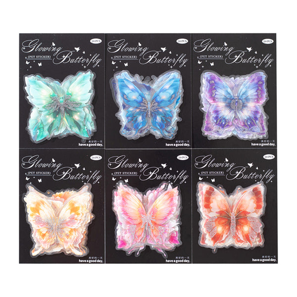 Poppy Glowing Butterfly PET Stickers - Phantom Purple Star Butterfly