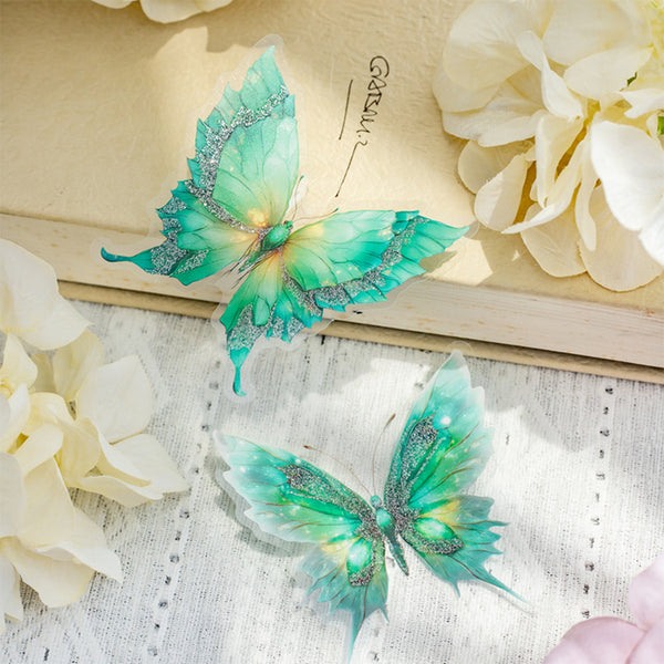 Poppy Glowing Butterfly PET Stickers - Golden Dew Dream