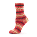 Multicolored striped sock on a white background