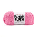 Pink yarn skein with 'Premier Parfait Plush' label on a white background