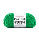 Green skein of yarn with 'Premier Parfait Plush' label on a white background