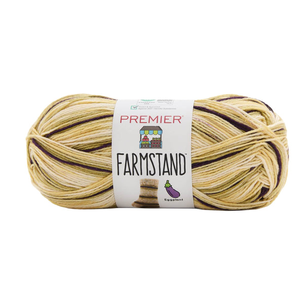 Ball of yarn with 'Premier Farmstand' label on a white background