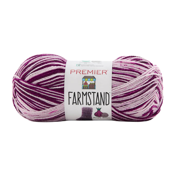 Ball of yarn with 'Premier Farmstand' label on a white background