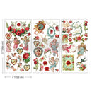 Set of decorative stickers with cherubs, flowers, and other elements on a white background.