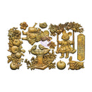 A set of decorative garden-themed cutouts or stickers featuring a mouse gardening, fruit clusters, birds at a birdbowl, flowers, and a sign reading 'WELCOME TO OUR GARDEN' on a plain white background.