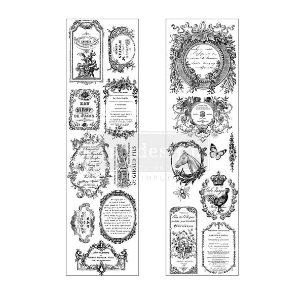 Decorative black and white border designs on a white background