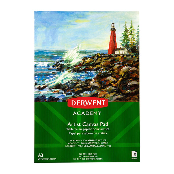 Derwent Academy Artist Canvas Pad 280gsm 10 Sheets A3