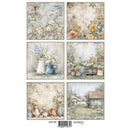 Set of six floral and rustic-themed cards on a white background