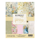 Pack of paper sheets with floral designs and 'Hello Spring' text on the packaging.