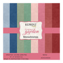 Pack of paper with 'Summer Garden Monochromes' design by Reprint Hobby, featuring a grid of color swatches.