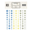 Packaging of Reprint Enamel Dots with color swatches on a white background