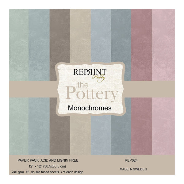 Pack of paper with striped design and 'Reprint the Pottery' branding