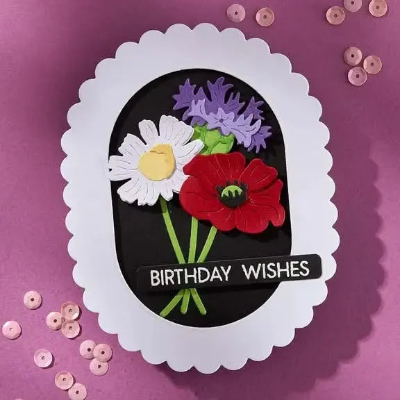 Spellbinders Wildflowrs Etched Die Set by Lisa Horton - Scallop and Stitched Edge Ovals