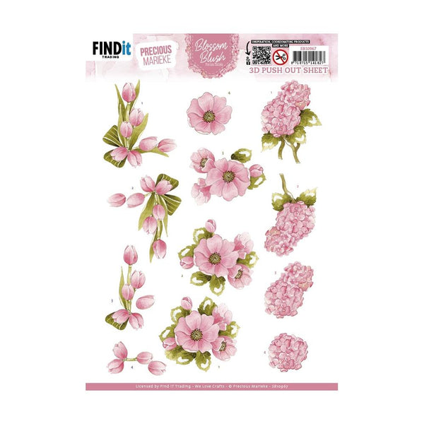 Find It Trading Precious Marieke Punchout Sheet Bright Pink, Blossom Blush