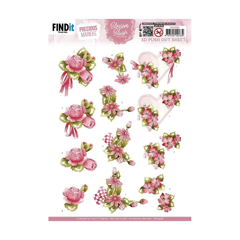 Find It Trading Precious Marieke Punchout Sheet Magenta, Blossom Blush