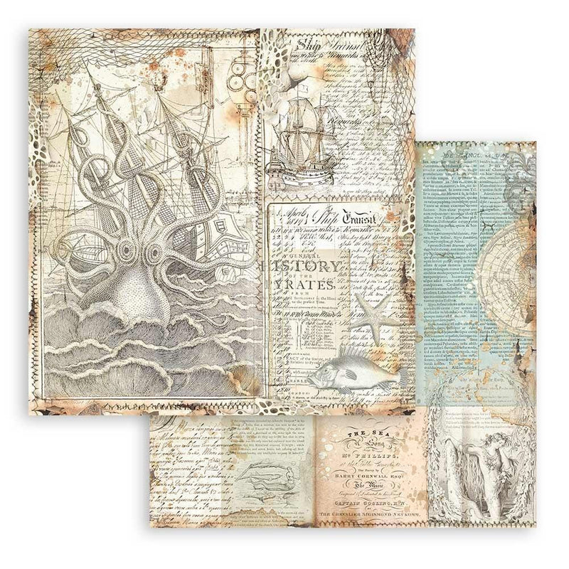 Stamperia Backgrounds Double-Sided Paper Pad 12"x 12" 10/Pkg - Songs of the Sea