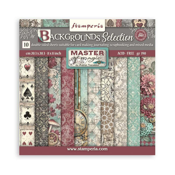 Stamperia Backgrounds Double-Sided Paper Pad 8"x 8" 10/Pkg - Master of Magic