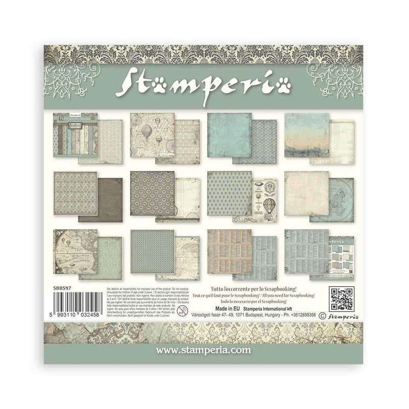 Stamperia Backgrounds Double-Sided Paper Pad 8"x 8" 10/Pkg - Voyages Fantastiques