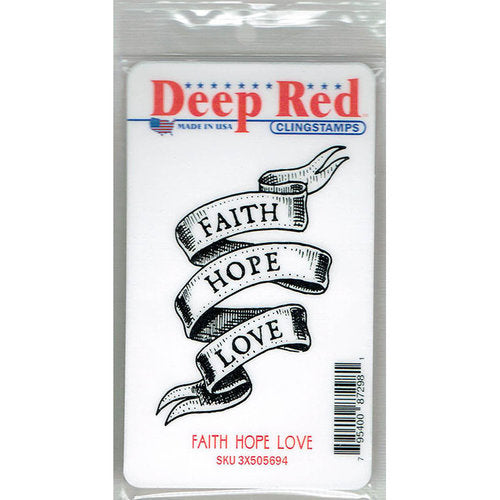 Deep Red Cling Stamp 2.5"x 3.5" - Faith Hope Love