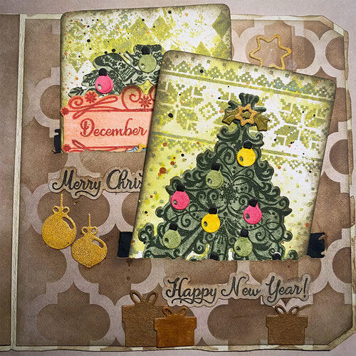 Elizabeth Craft Stamp And Die Set Christmas Phrases