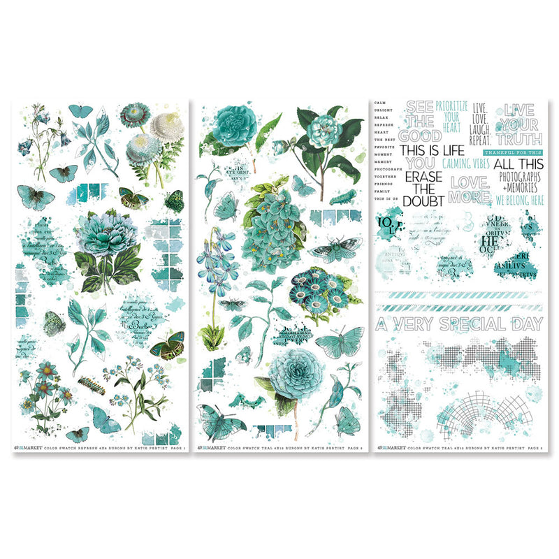 49 And Market Colour Swatch: Teal Rub-On Transfer Set