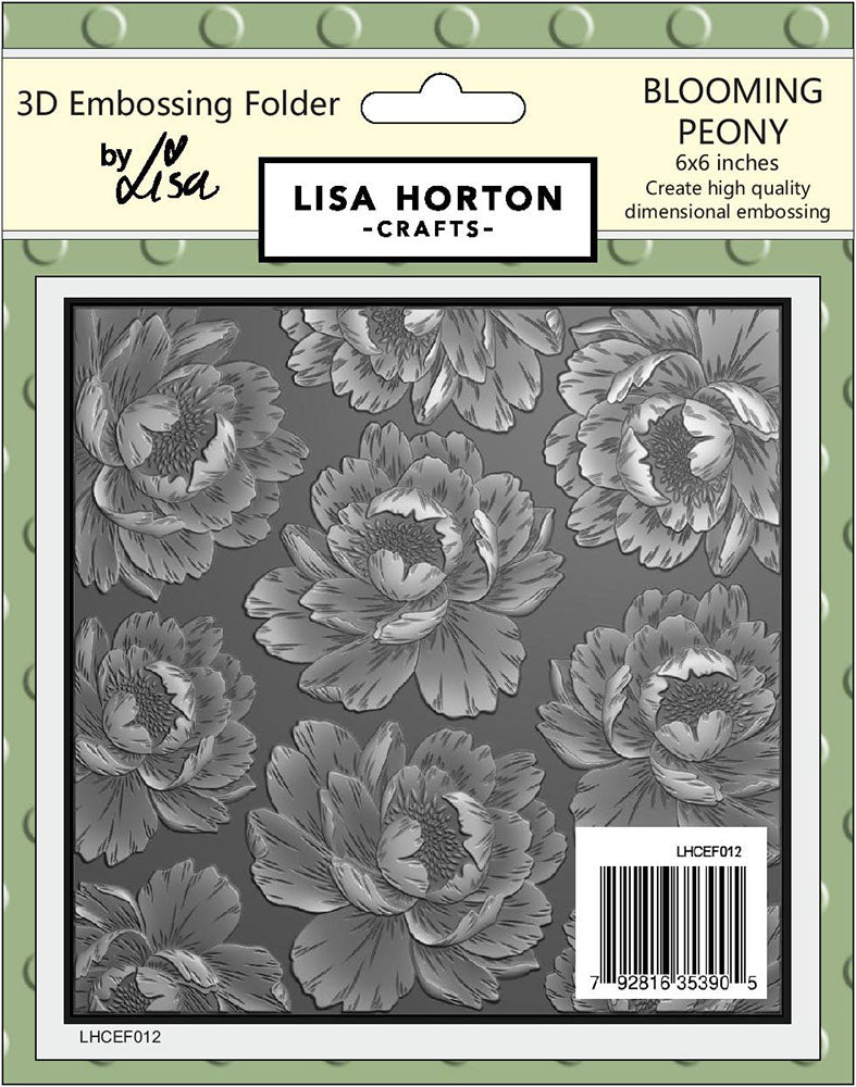 Lisa Horton Crafts Embossing Folder 6"X6" Blooming Peony