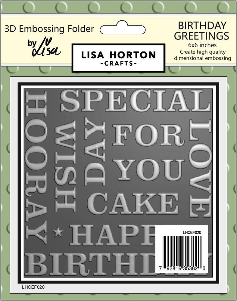 Lisa Horton Crafts Embossing Folder 6"X6" Birthday Greetings