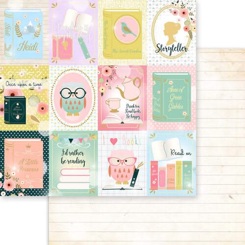 Memory Place Double-Sided Paper Pack 8"X8" 18 pack  Book Lover*