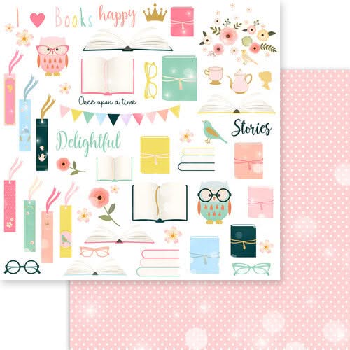 Memory Place Double-Sided Paper Pack 8"X8" 18 pack  Book Lover*
