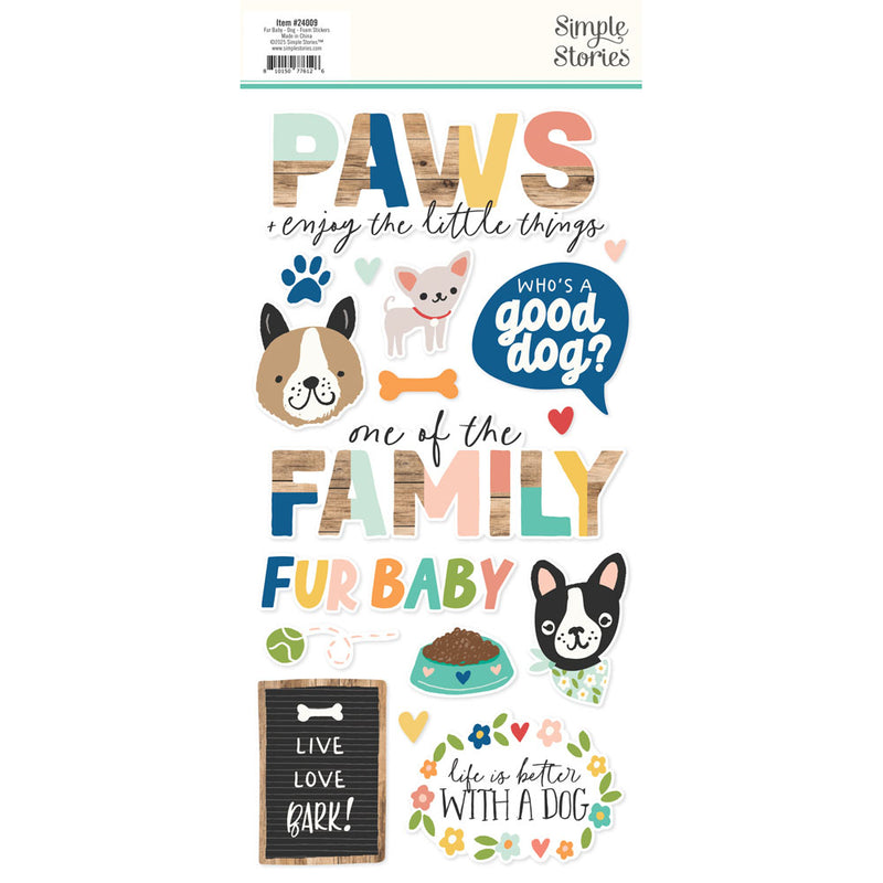 Simple Stories Fur Baby Dog Foam Stickers 37/Pkg