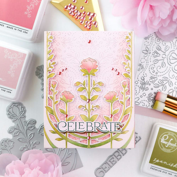 Pinkfresh Studio Cling Stamp 4.25"X5.5" Art Deco Floral Arch*