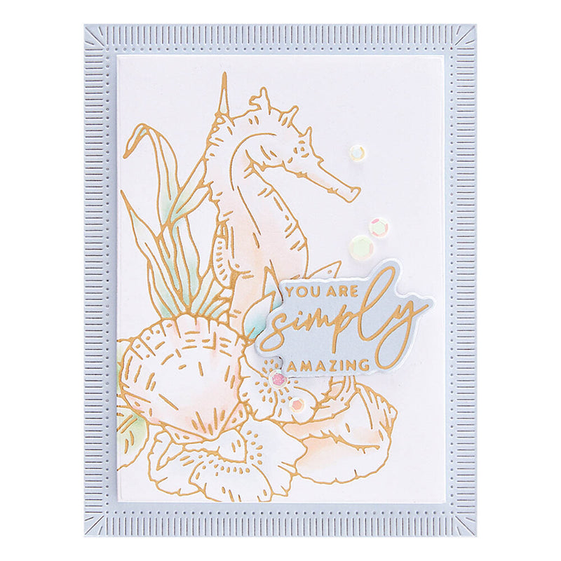 Spellbinders Glimmer Hot Foil Plate & Die Set Seahorse Floral By Dawn Woleslagle*