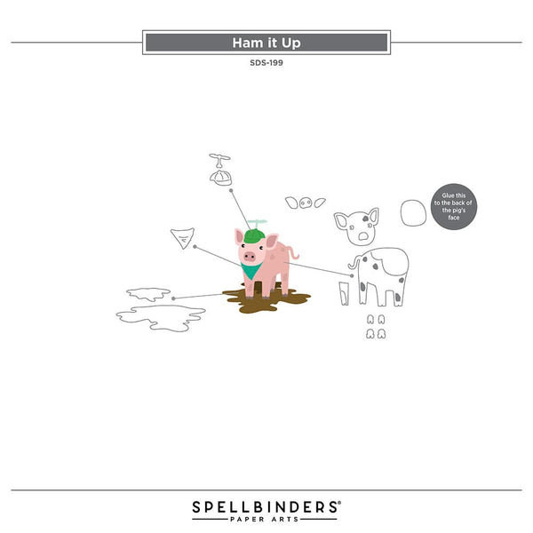 Spellbinders Clear Stamp & Die Set On the Farm Collection Ham It Up