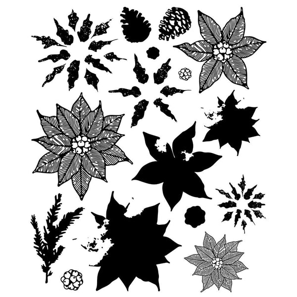 Sizzix Clear Stamps Set By 49 and Market 16/Pkg w/7 Framelits - Poinsettia Trio