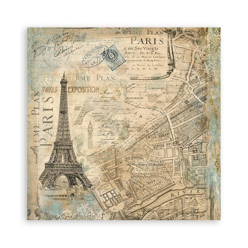 Stamperia Polyester Fabric 12"x 12" 4/Pkg - Around The World