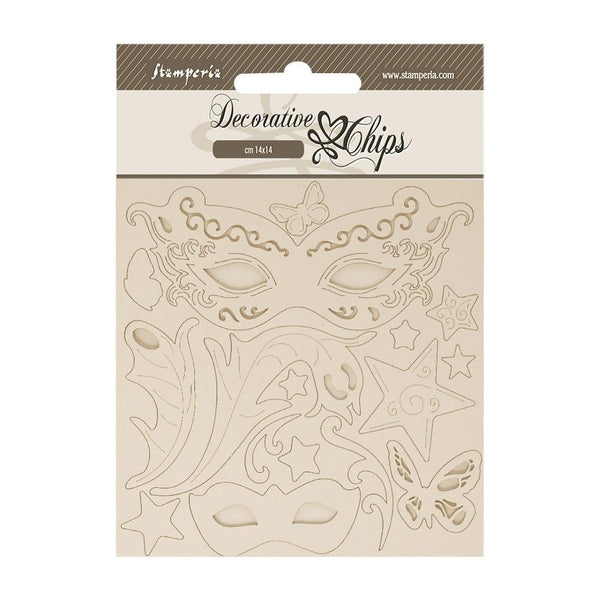 Stamperia Decorative Chips 5.5"x 5.5" - Masquerade - Masks