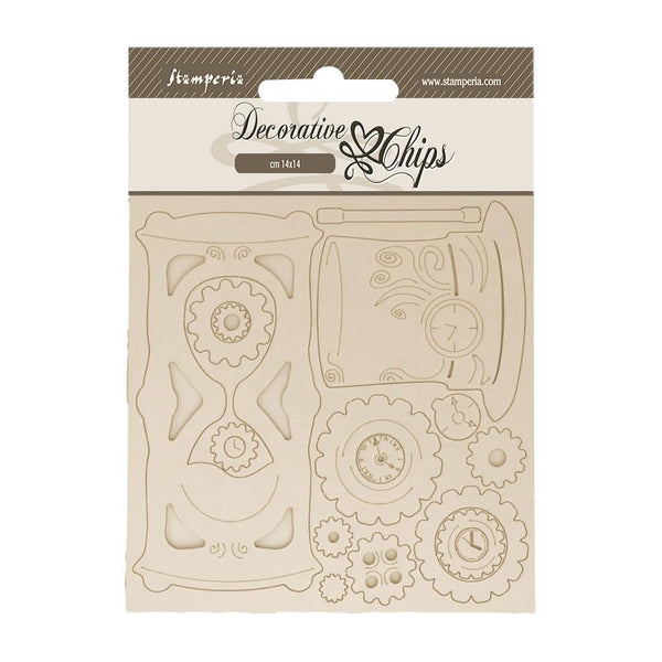 Stamperia Decorative Chips 5.5"x 5.5" - Master of Magic - Hourglass