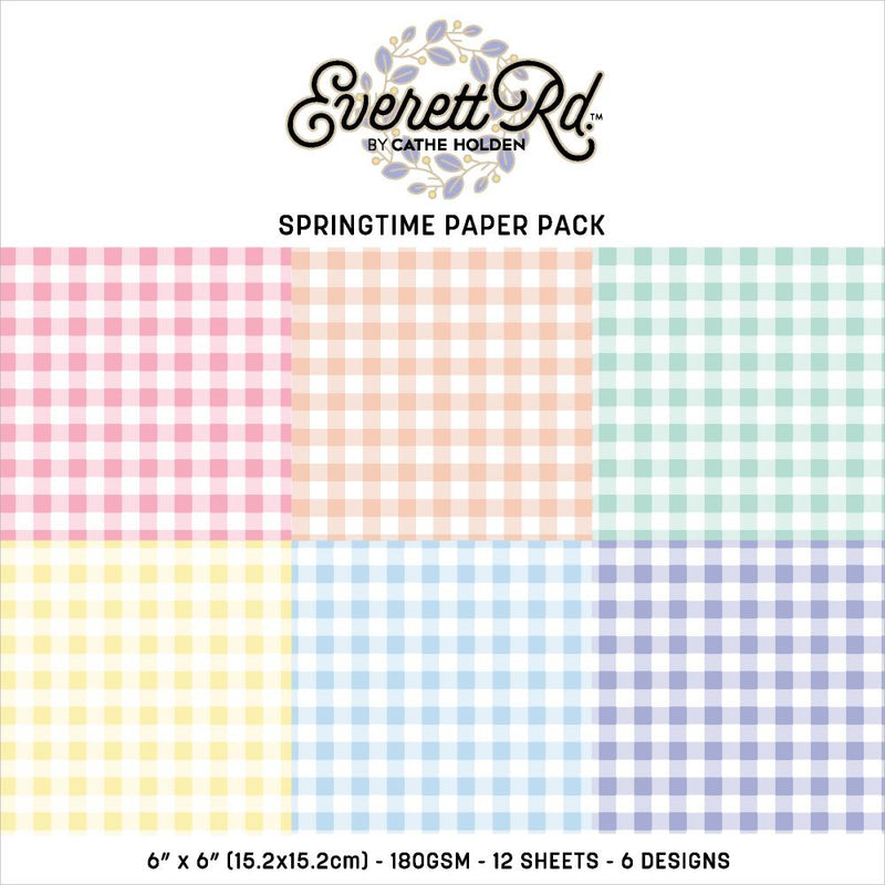 Everett Rd. Springtime Paper Pack 6"X6" Ginghams