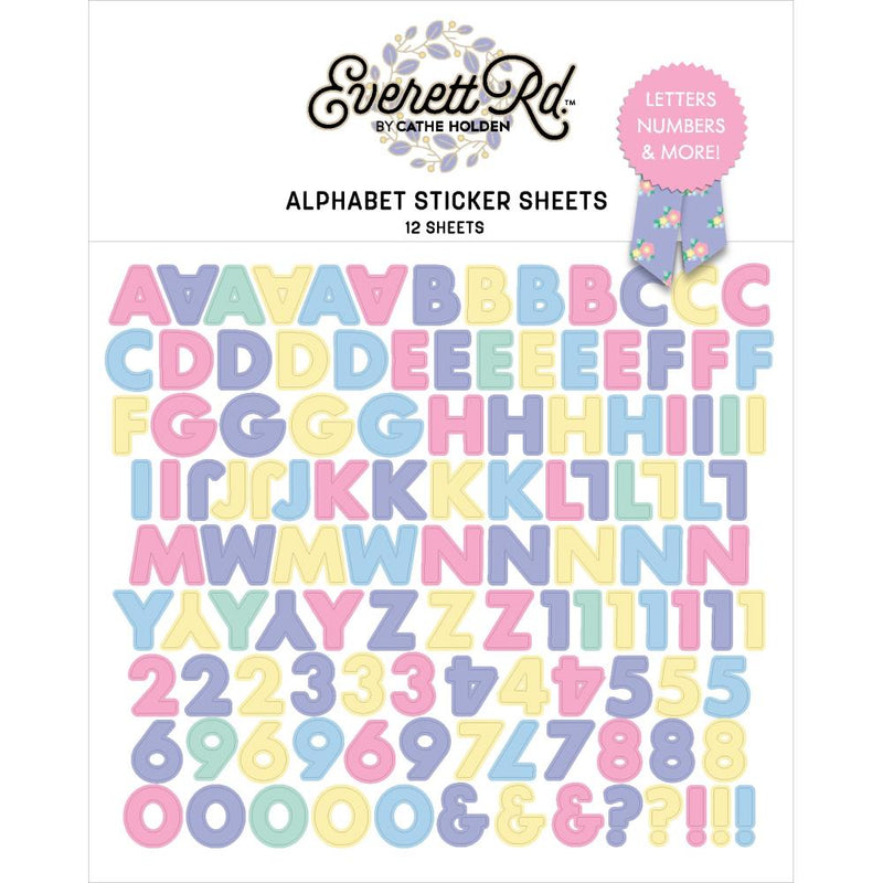 Everett Rd. Springtime Sticker Sheets Alphabet, 12 sheets