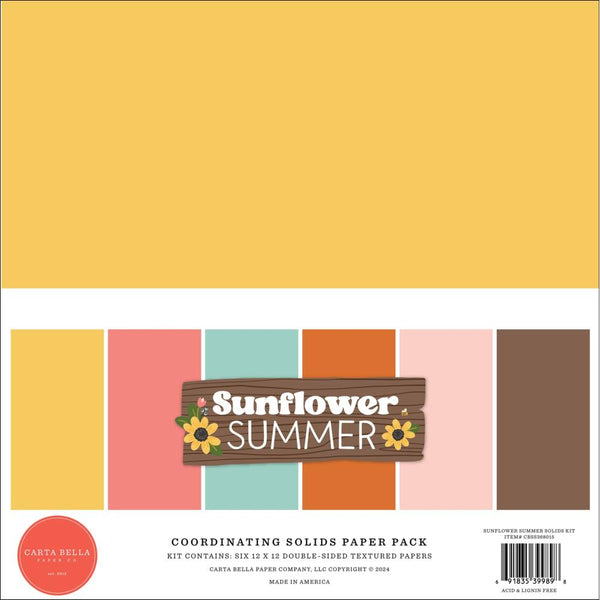 Carta Bella Solids Collection Kit 12"X12" Sunflower Summer, 6 Colours*