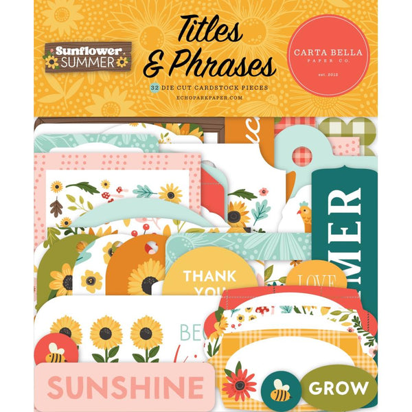 Carta Bella Cardstock Ephemera 33/Pkg Titles & Phrases, Sunflower Summer*