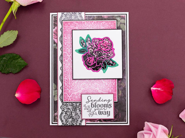 Sara Signature Thorn & Bloom 2D Embossing Folder - Damask Wallpaper