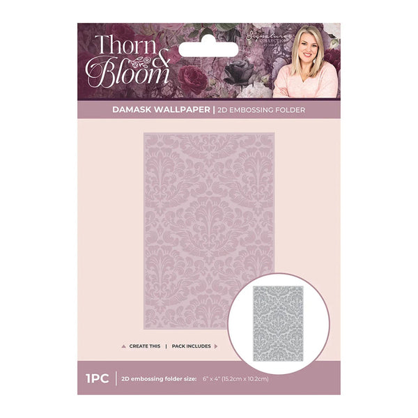 Sara Signature Thorn & Bloom 2D Embossing Folder - Damask Wallpaper